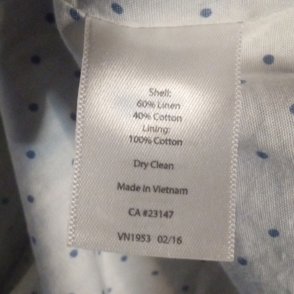 Talbots Blue White Breton Stripe Linen Cotton Blend Single Button Blazer Size 12 - Picture 8 of 8